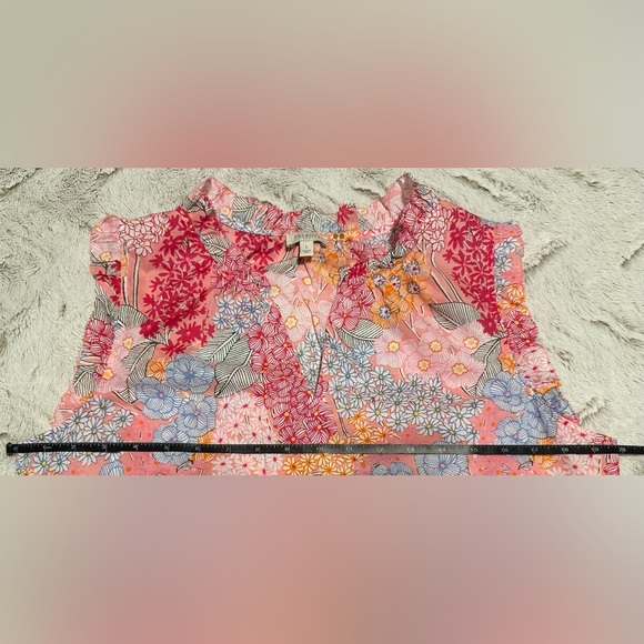 Talbots Floral V-Neck RUFFLE TRIM SHELL - CLUSTER GARDEN Blouse - Picture 5 of 9